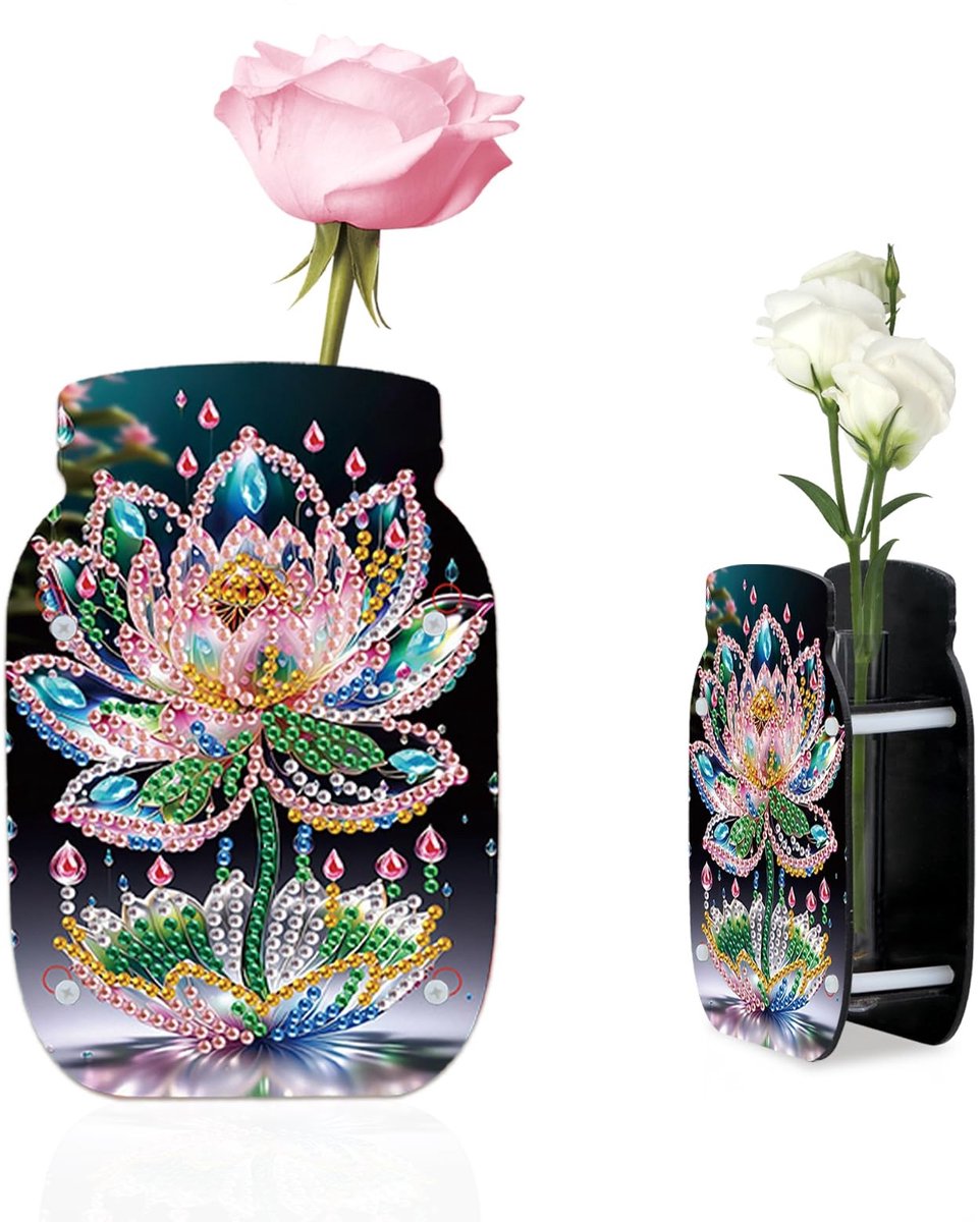 Omgoods - Bloemenvaas met Diamant Schildertechniek voor Creatieve Decoratie