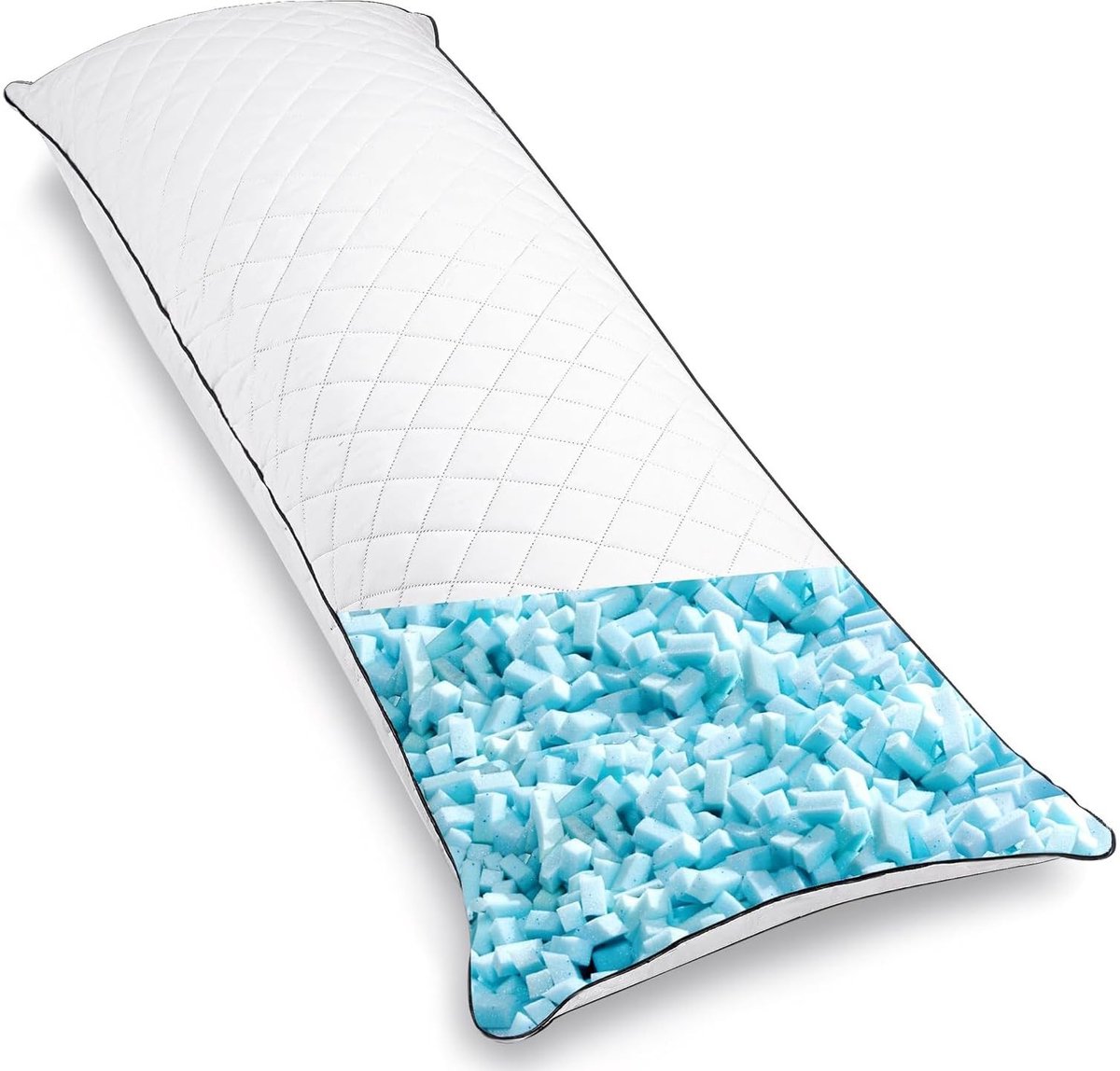 Omgoods - Body Kussen Traagschuim 50x152cm - Volledige Ondersteuning Zijslaper Wit