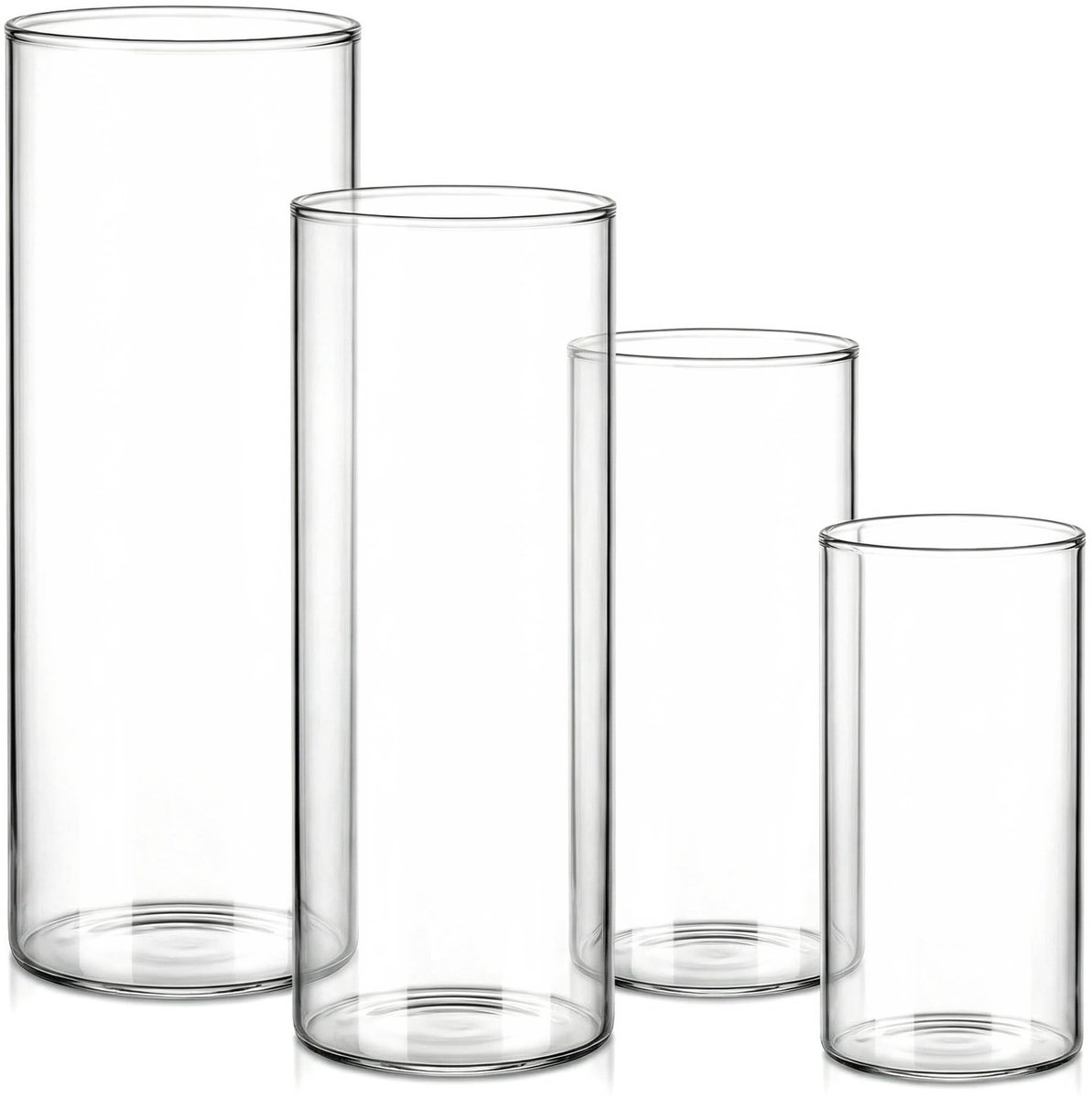 Omgoods - Set van 4 Glazen Cilinder Vazen voor Moderne Tafeldecoratie