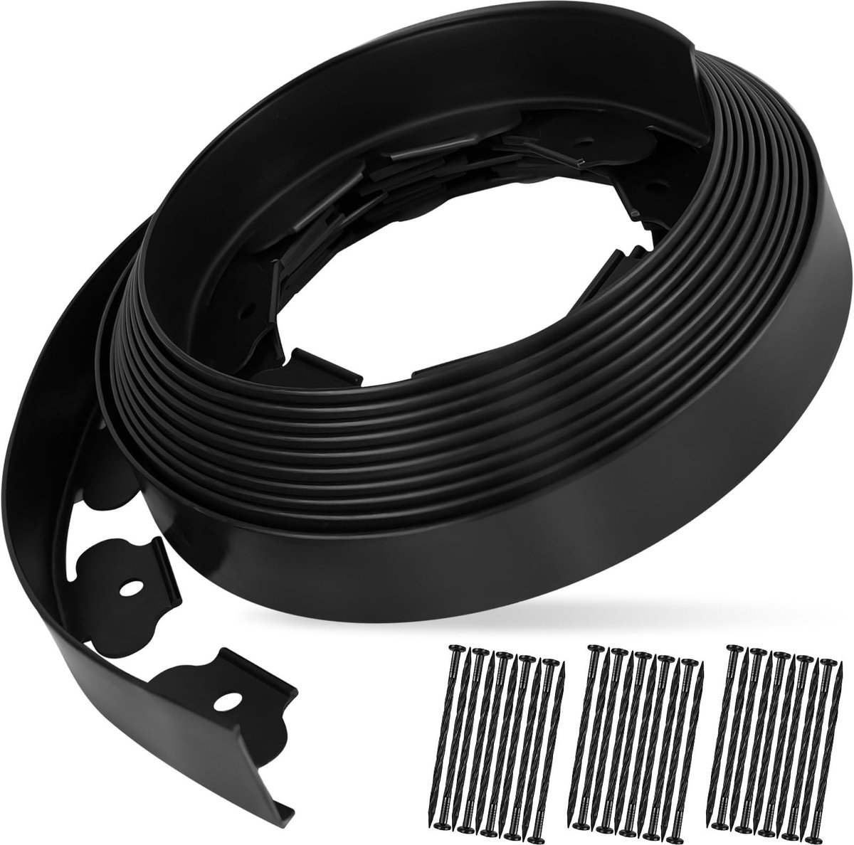 Omgoods - Flexibele Tuinrand met 30 Haringen - 10m Lang, Zwart
