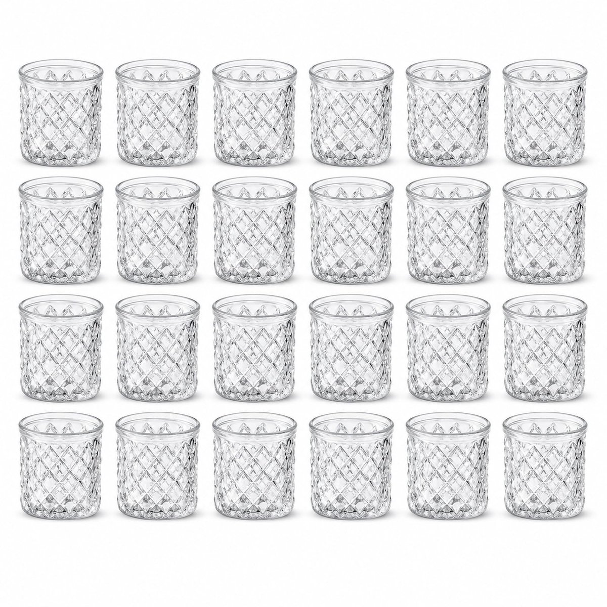 Omgoods - 24 Stuks Transparante Theelichthouders - Vintage Stijl