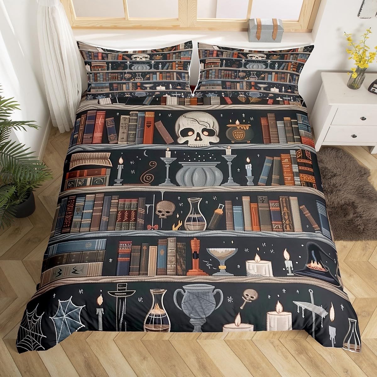 Omgoods - Vintage Bibliotheek Dekbedovertrek Set voor Jongens en Meisjes