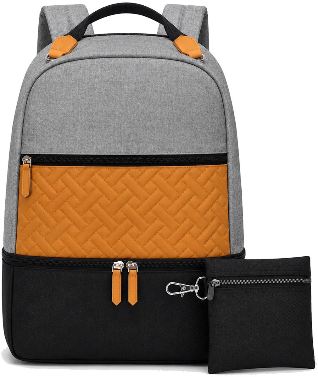 Omgoods - Luiertas Rugzak 22L Geïsoleerd en Waterdicht Grijs/Camel