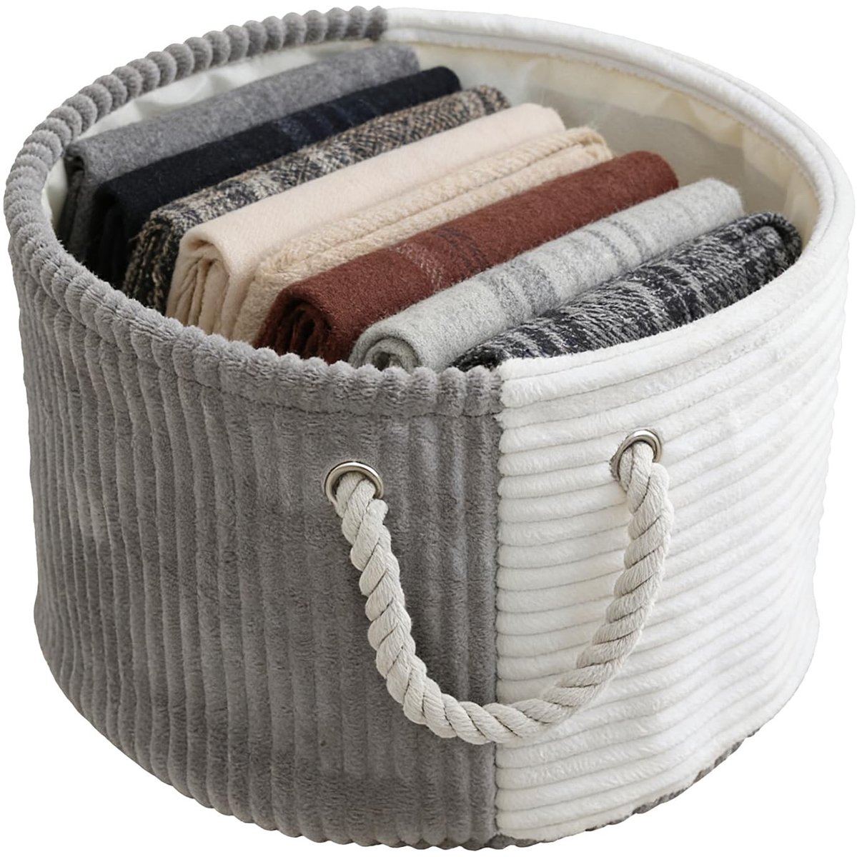 Omgoods - Ronde Katoenen Wasmand met Handvat, 33 cm Diameter