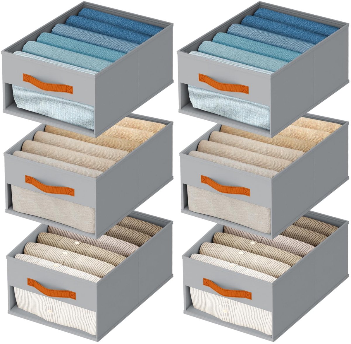 Omgoods - Set van 6 Opbergdozen met Deksel en Doorzichtig Venster