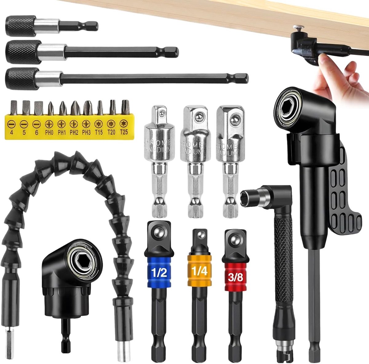 Omgoods - 23-delige Schroevendraaierset voor Hoekverbindingen en Accessoires