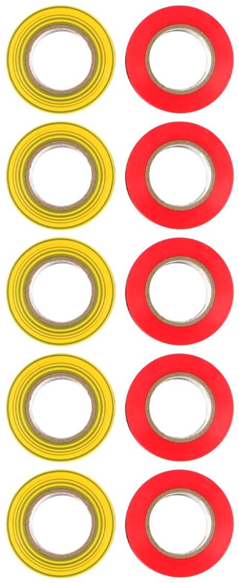 Omgoods - PVC-isolatietape - Zelfklevend - Hoogwaardige isolatie - Rood/geelgroen - Water- en hittebestendig - Voor reparatie van isolatiedraden