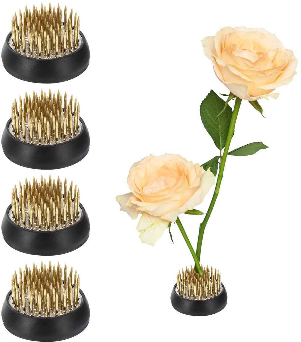 Omgoods - Set van 4 Ronde Messing Bloemenvazen voor Decoratie