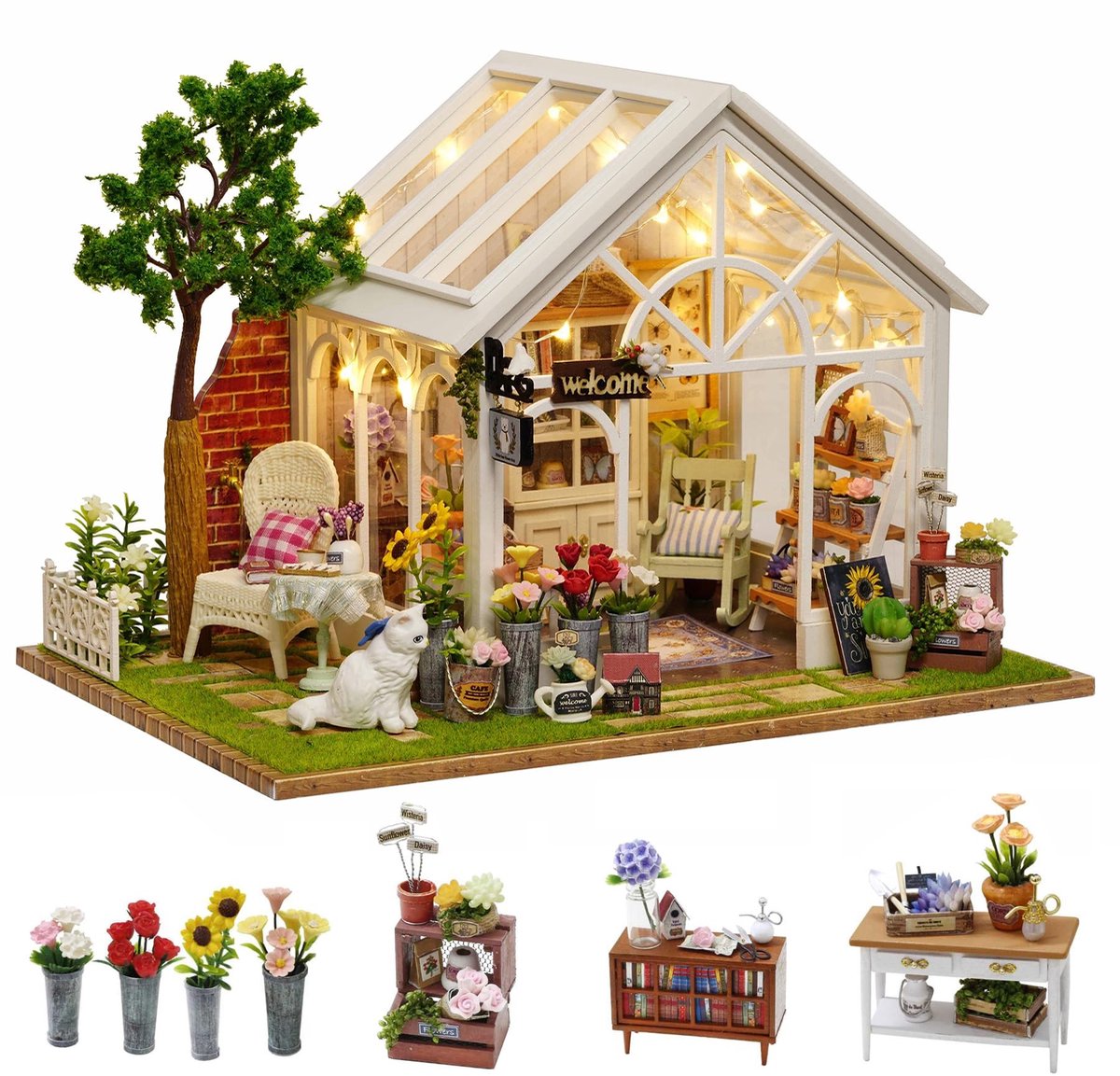 Omgoods - DIY Miniatuur Poppenhuis Set met LED Verlichting