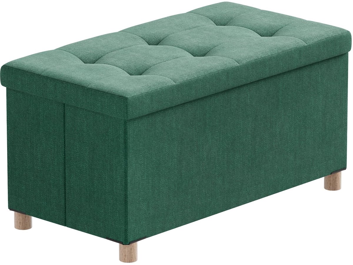 Omgoods - Bench met Opbergruimte - Vouwbare Zitbank in Zwart-Groen
