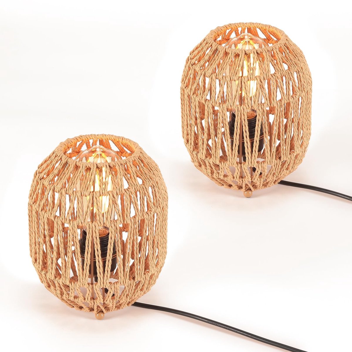 Omgoods - Set van 2 Woven Tafellampen in Boho Stijl