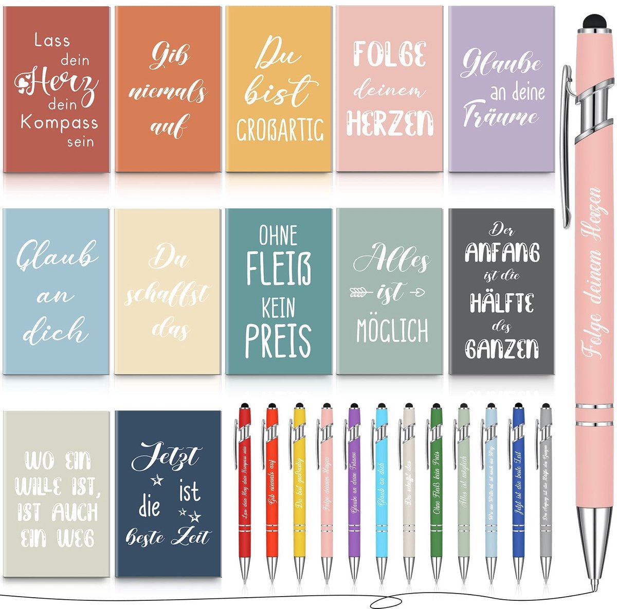 Omgoods - Set van 12 Inspirerende Notitieboeken en Balpennen voor Studenten