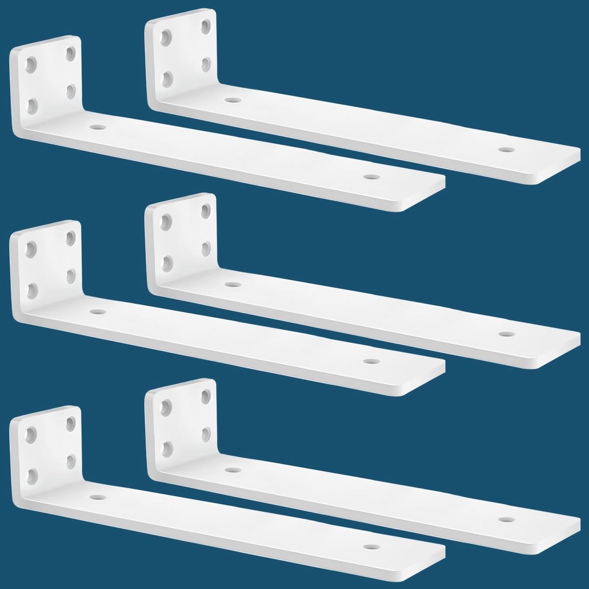 Omgoods - Set van 6 Robuuste Stalen Plankdragers 30 cm Wit