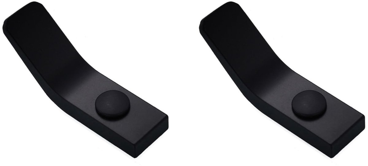 Omgoods- Wandhaken Aluminium - 2 Stuks - Zwart - Badkamer/Keuken - Robuust - 7 x 2,5 x 3 cm - Slijtvast - Haak