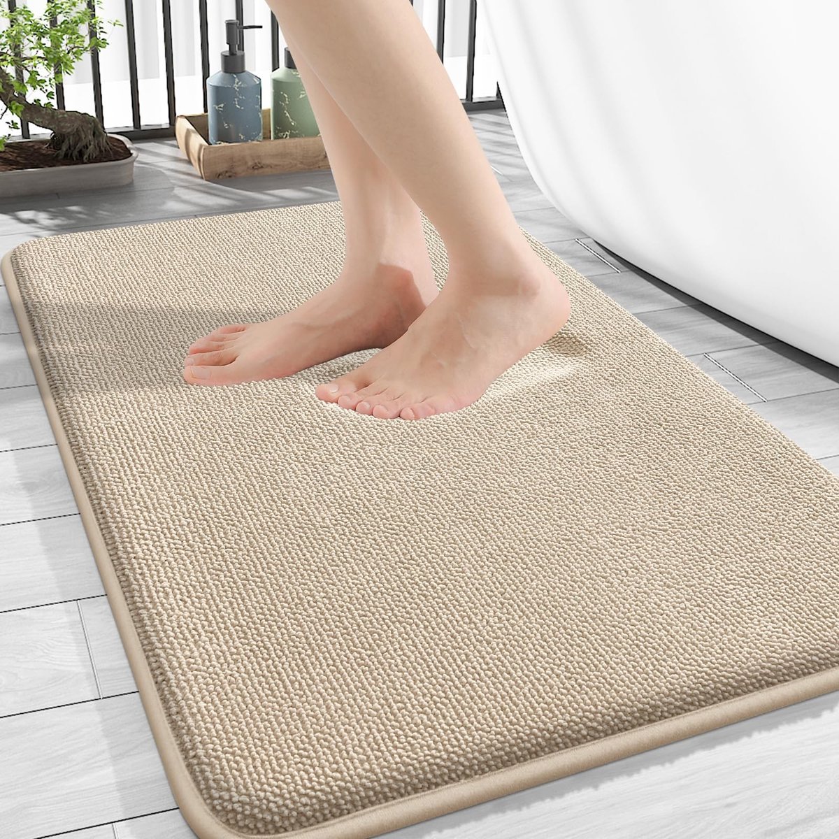Omgoods - Memory Foam Badmat 40x60 cm, Antislip en Wasbaar, Beige