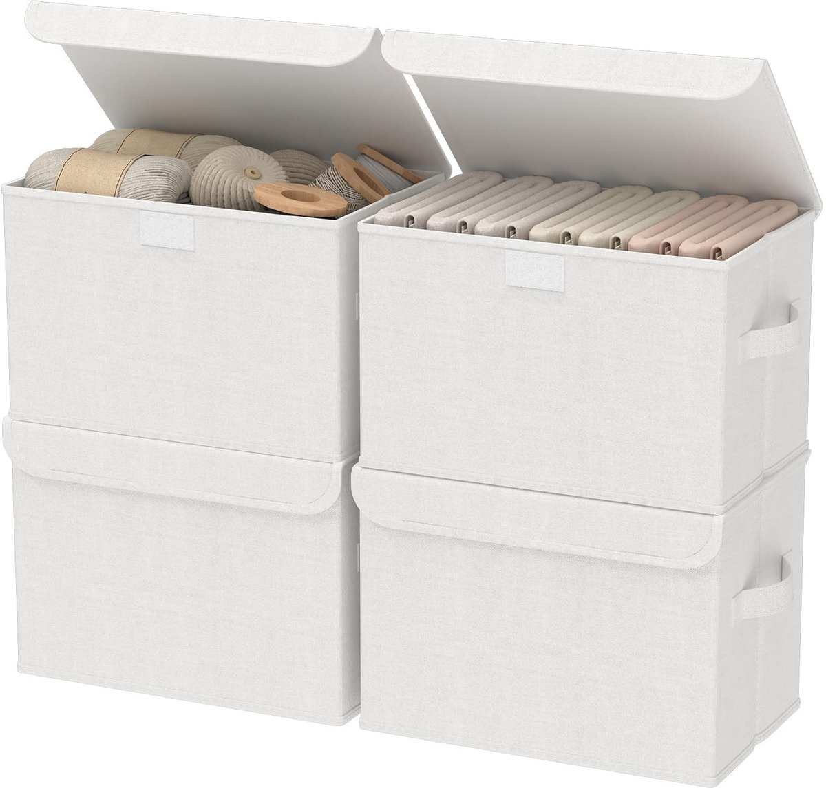Omgoods - Set van 4 Opbergdozen met Deksel voor Organisatie