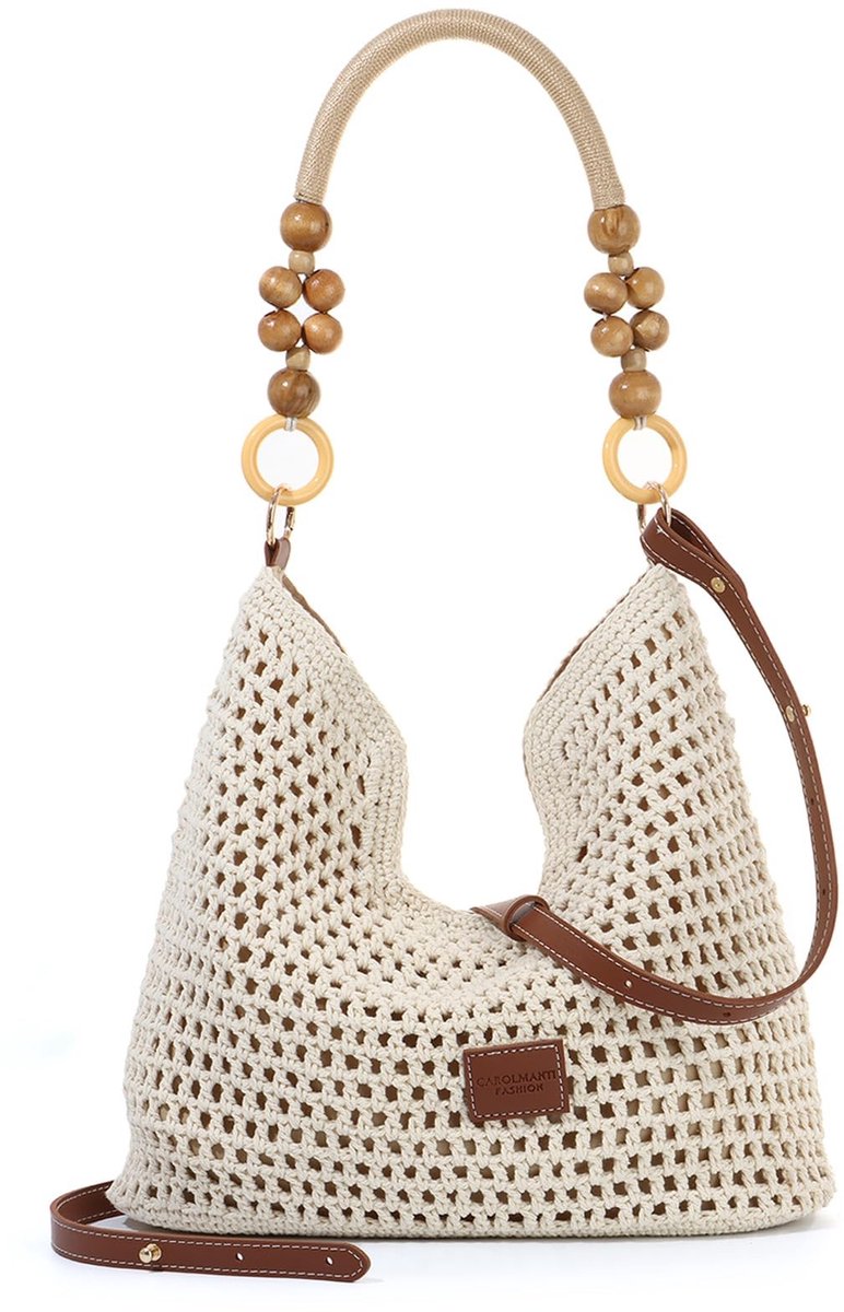 Omgoods - Boho Stro Strandtas met Verwijderbare Schouderbanden