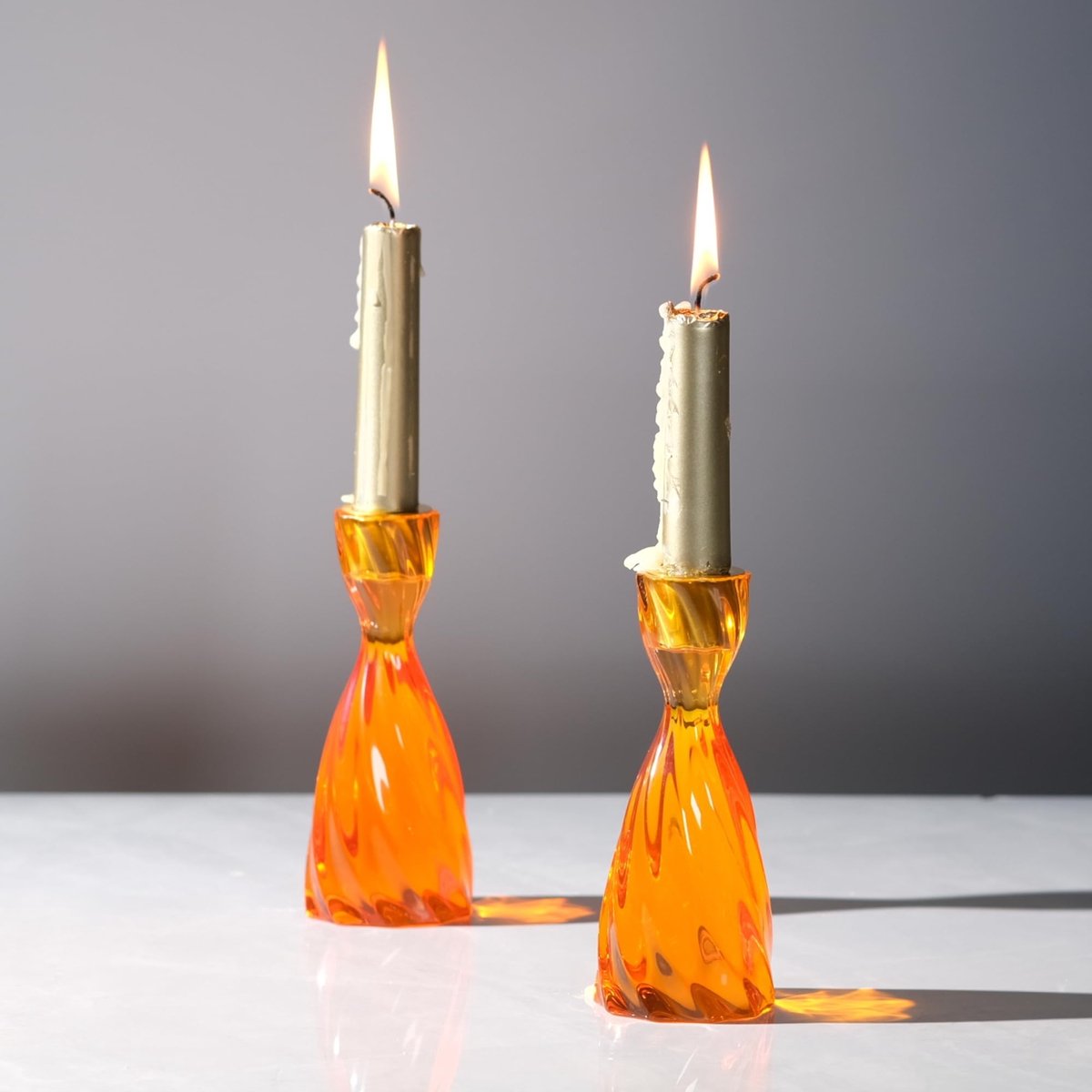 Omgoods - Decoratieve Kaarsenhouders Set van 2 in Oranje
