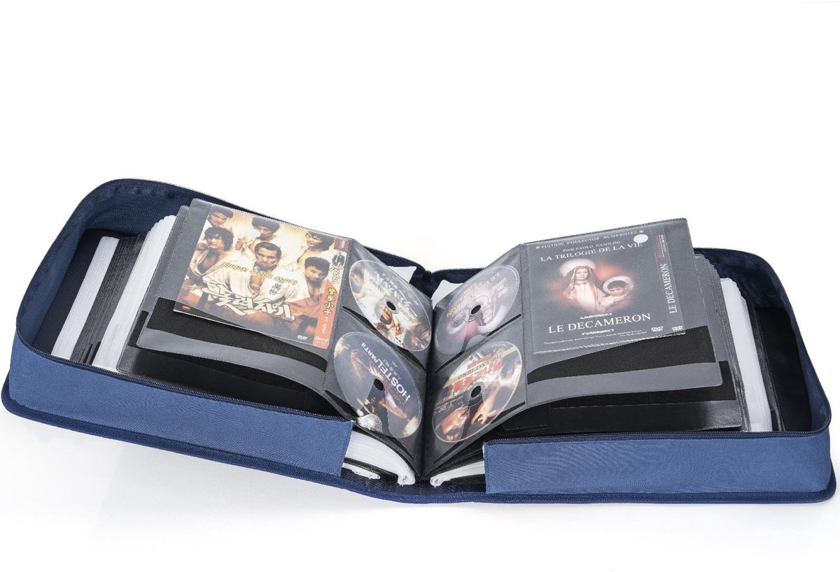 Omgoods - CD/DVD Opbergdoos met Extra Brede Titels, Capaciteit van 200 Schijven