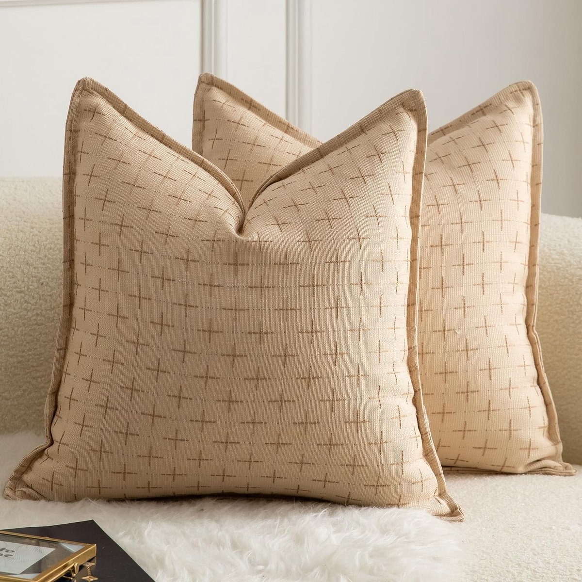 Omgoods - Set van 2 Jute Linnen Kussenhoezen 50x50cm Beige