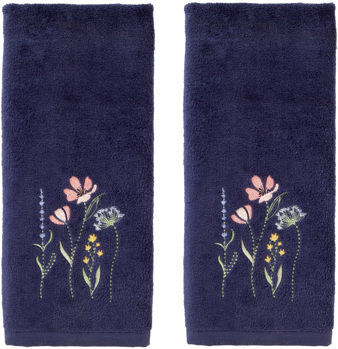 Omgoods - Handdoekenset Wildflower Field - Set van 2 - Geborduurd Katoen Velours