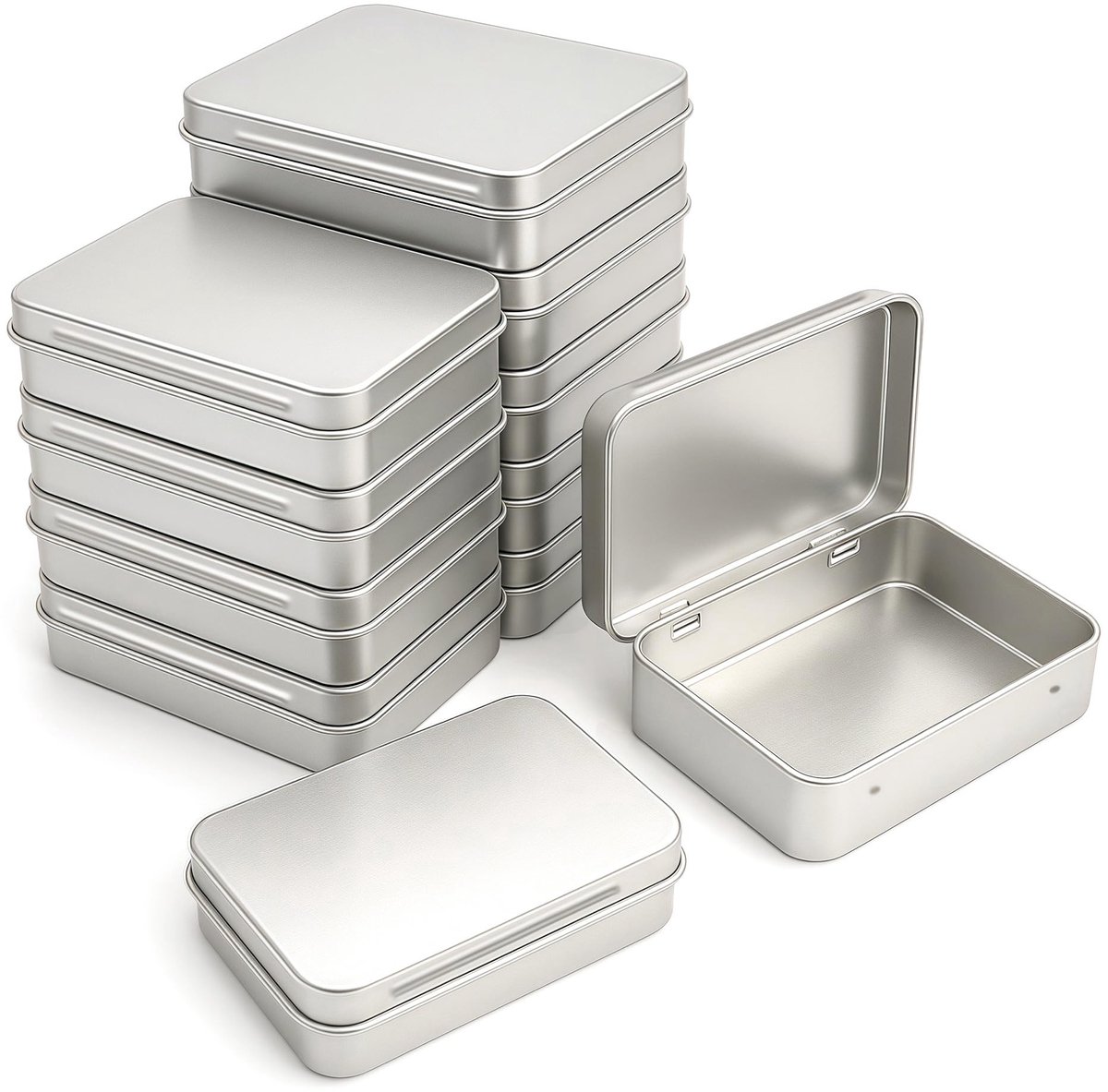 Omgoods - Set van 12 Mini Metaalopbergdozen met Scharniersluiting