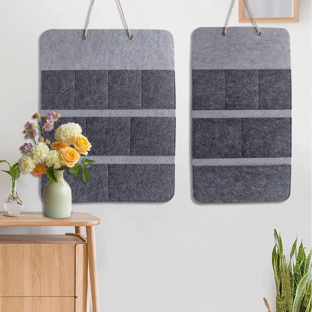 Omgoods - 2-delige Wand Organizer van Vilt voor Badkamer en Keuken