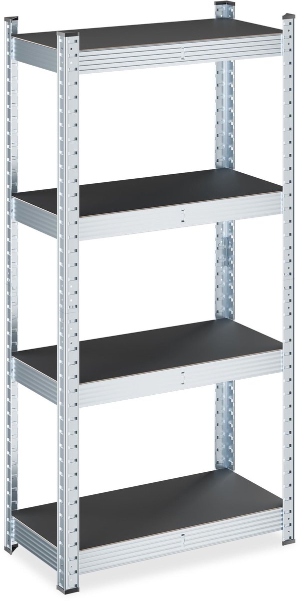 Omgoods - Stellingkast van Staal voor Garage of Schuur in Zwart-Zilver