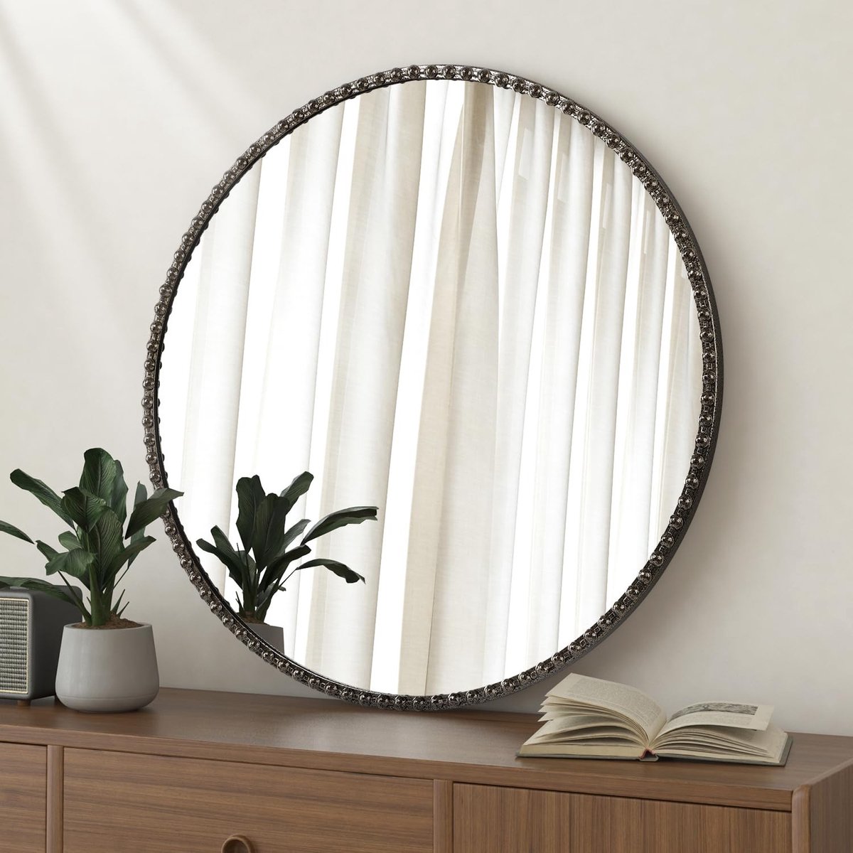 Omgoods - Grote Ronde Spiegel met Metalen Frame voor Wanddecoratie