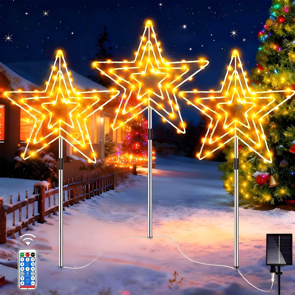 Omgoods - Solar Tuinverlichting met 225 LED en 8 Verlichtingsmodi
