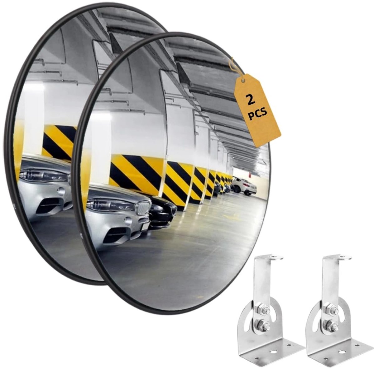 Omgoods - 30 cm Convex Spiegel voor Veiligheid en Bewaking, Set van 2