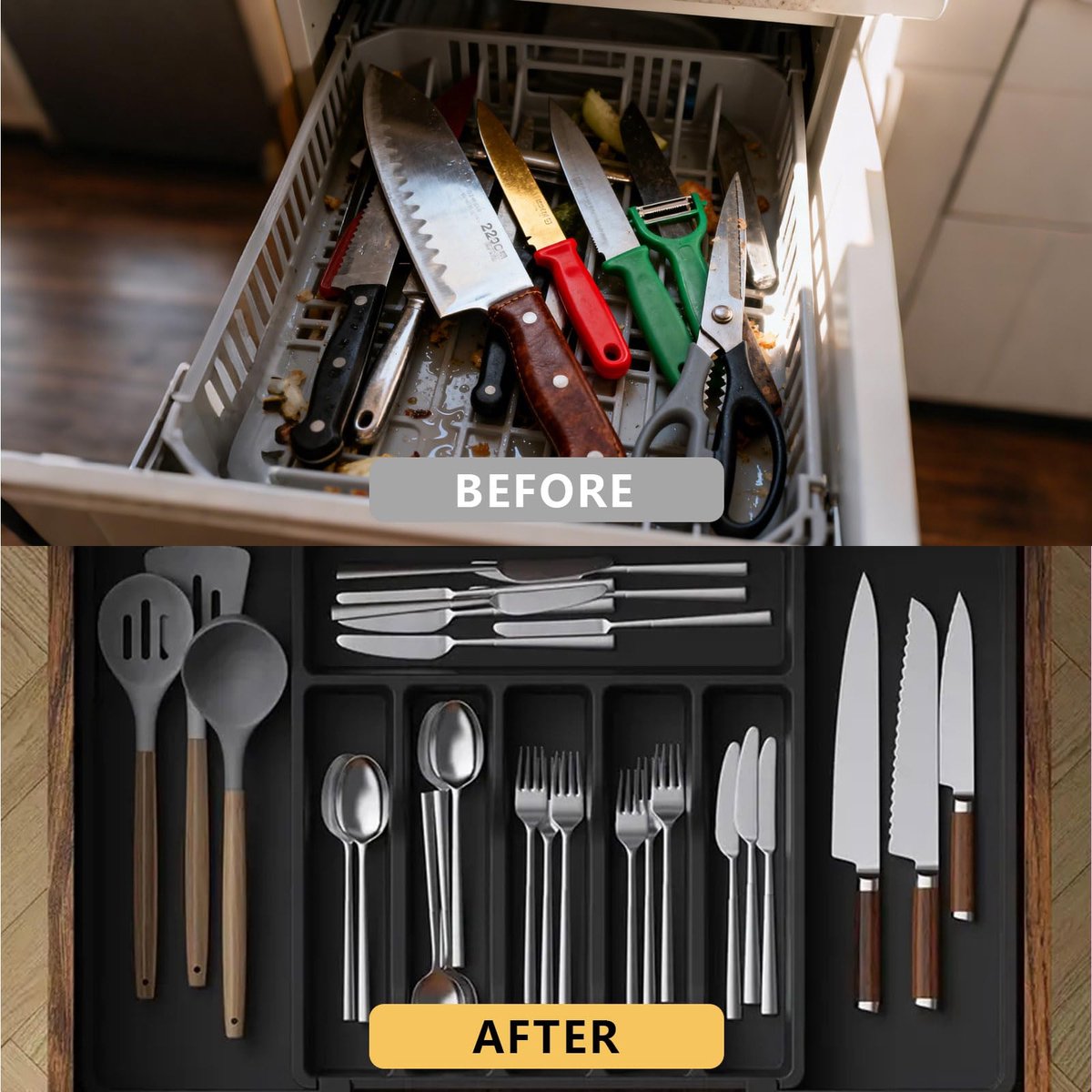 Omgoods - Lade opslag besteklade set met verstelbare organizer en gratis lade mat