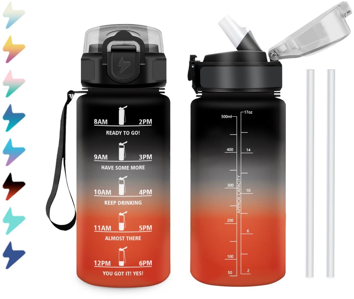 Omgoods - Motivational Drinkfles 500 ml met Rietje, Lekvrij en Herbruikbaar