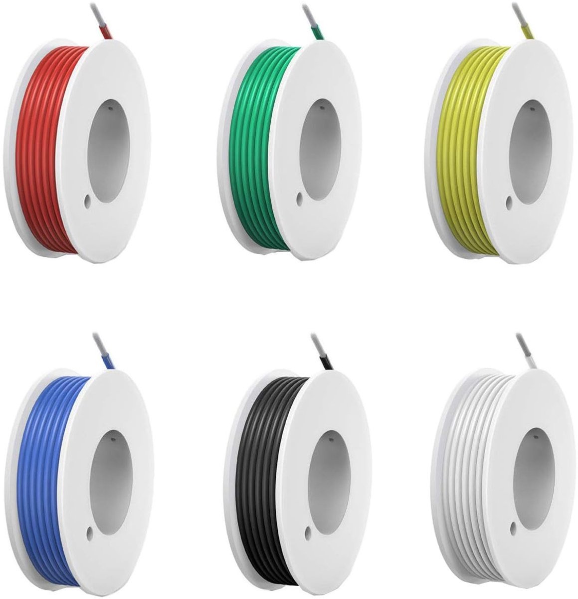 Omgoods - 24AWG elektrische kabel - flexibele aansluitdraad - 6 kleuren van 10 meter - silicone isolatie - geschikt voor lampen en apparaten