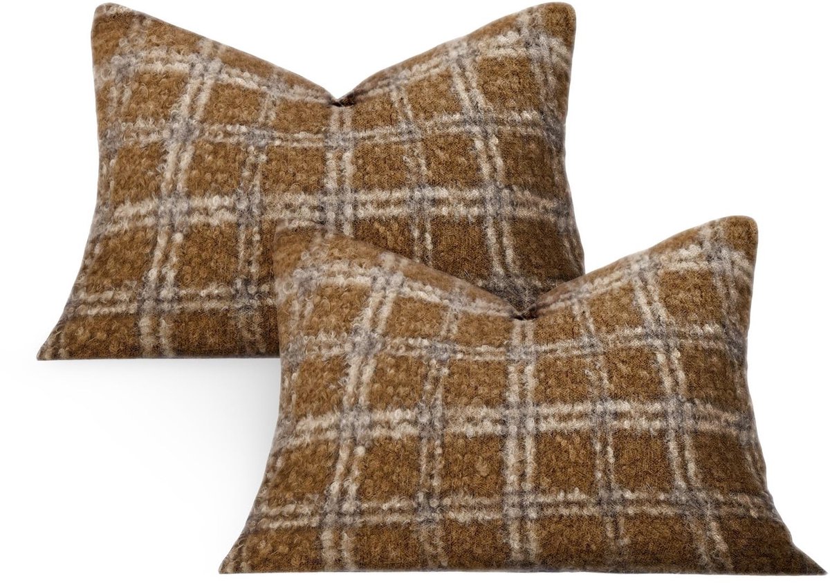 Omgoods - Set van 2 Elegante Kussenhoezen 30 x 50 cm Bruin