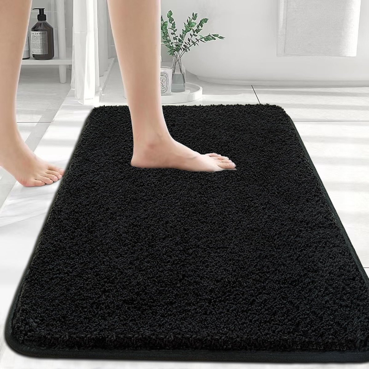 Omgoods - Grote Zwarte Badmat 80x120cm Soft Microvezel en Antislip
