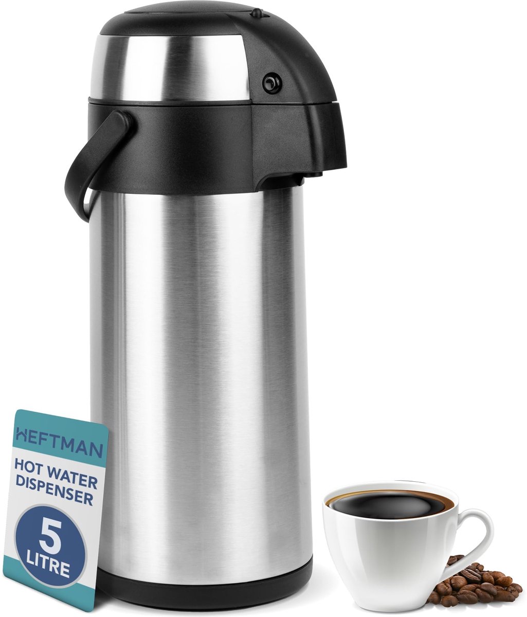Omgoods - Warmwaterkruik van 5L met Pomp, Roestvrijstaal