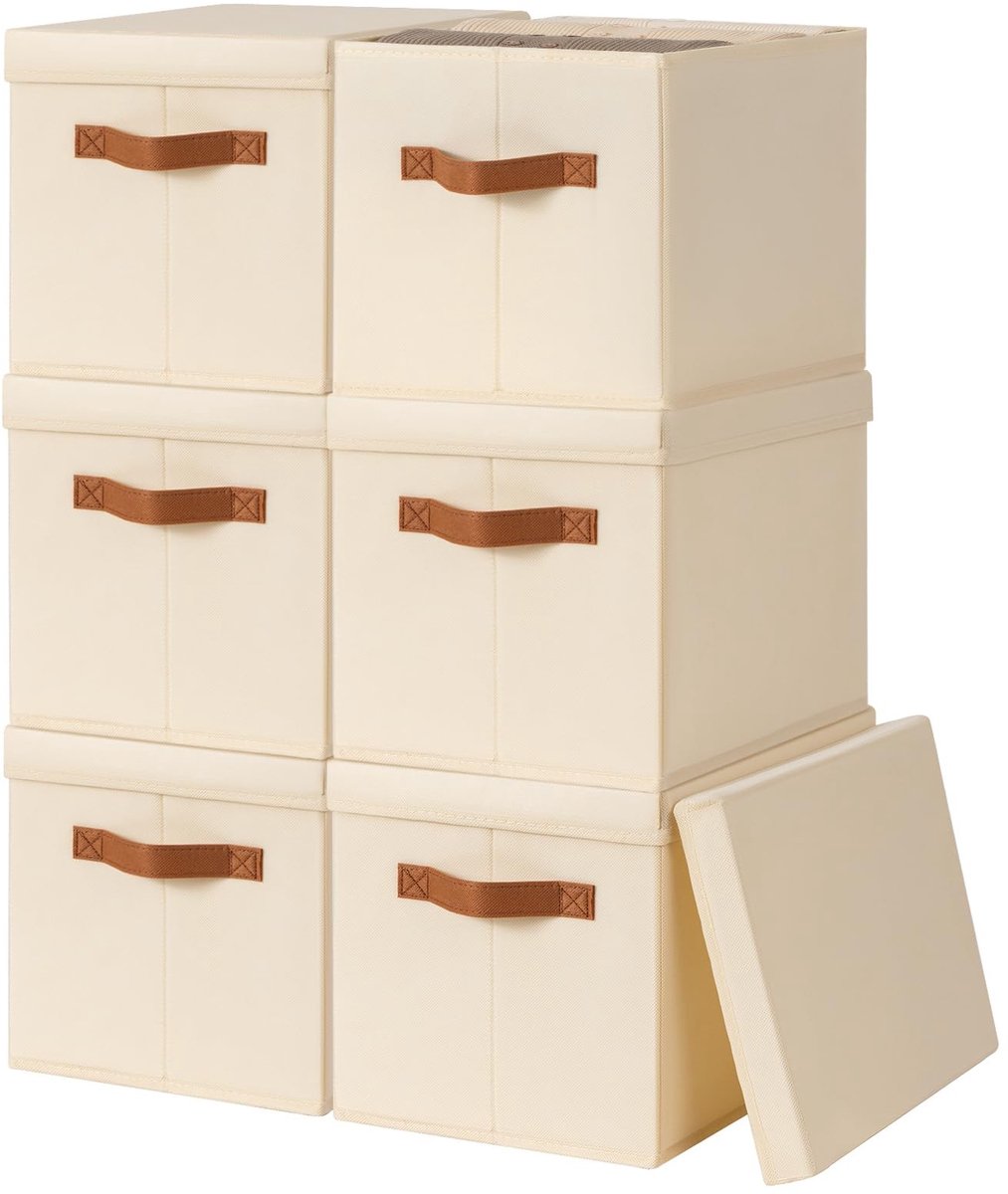 Omgoods - Set van 6 Vouwbare Opbergdozen met Deksel