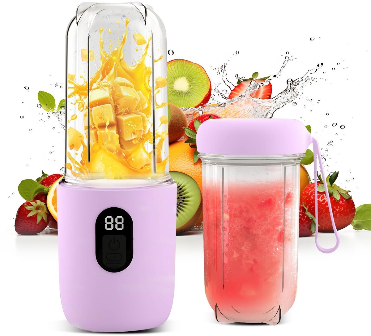 Omgoods Draadloze Blender met 16 Roestvrijstalen Messen en Digitale Weergave