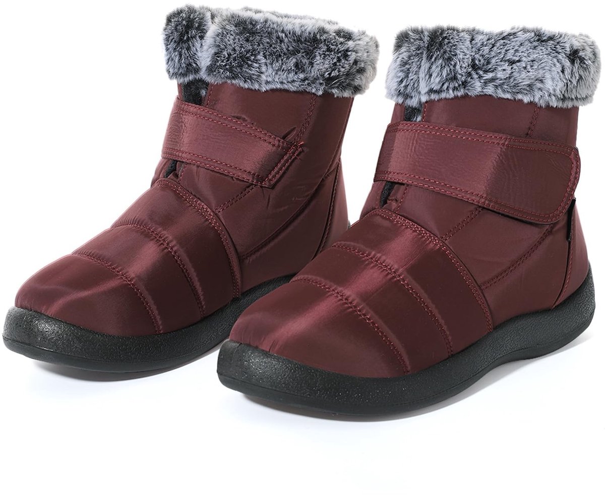 Omgoods - Warme Snowboots voor Dames met Fleece Voering in Wijnrood