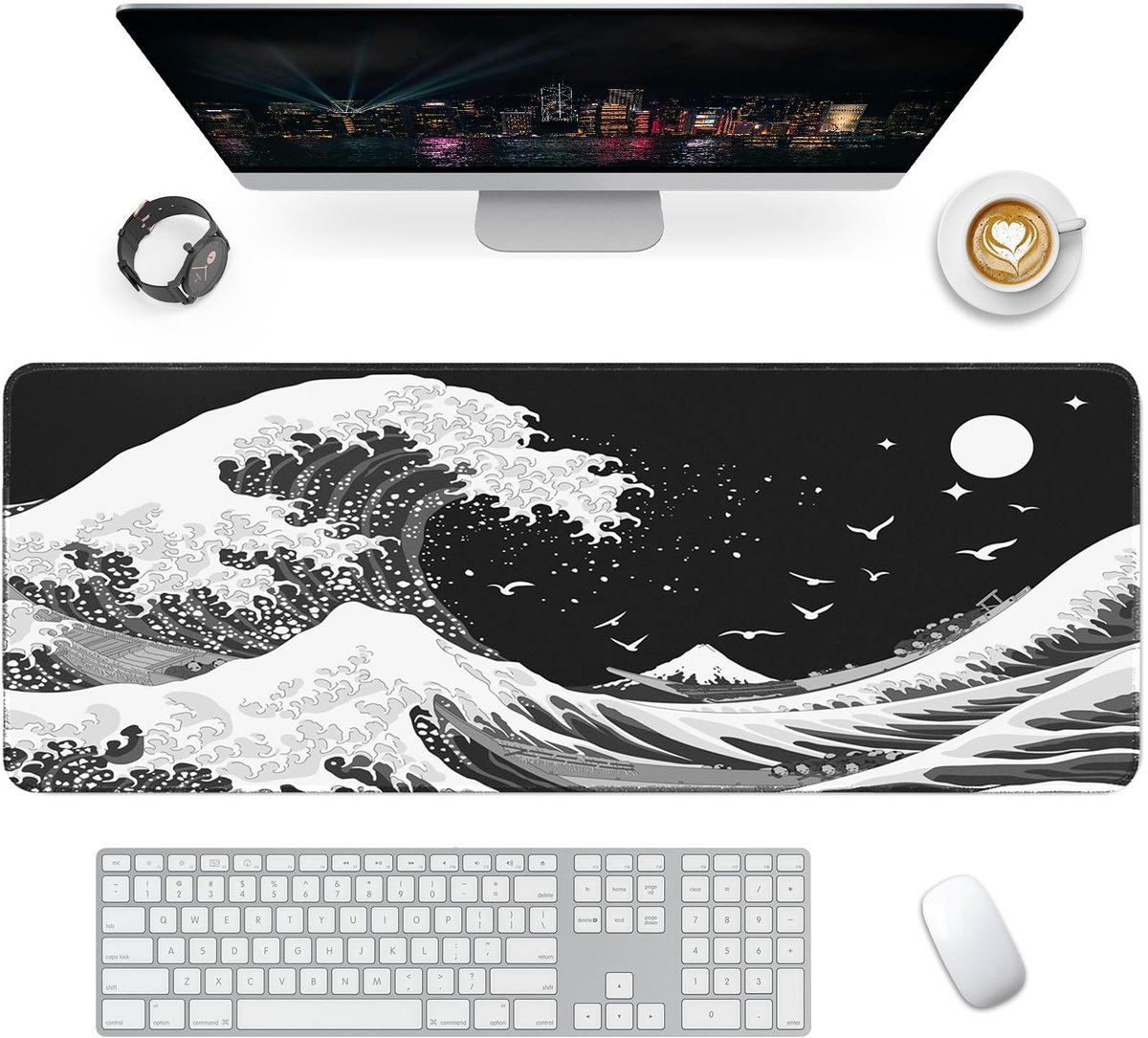 Omgoods - Gaming Mouse Mat XXL Groot 900 x 400 mm Desk Mat met Antislip Rubber Basis voor Keyboard, PC, Laptop