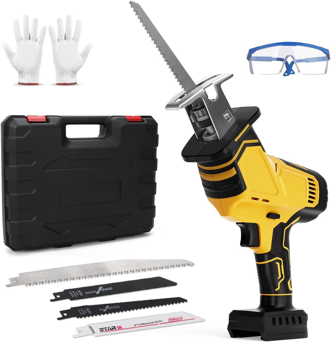 Omgoods - Reciprozaag voor Dewalt met 4 Zaagbladen en Traploze Toerentalschakelaar