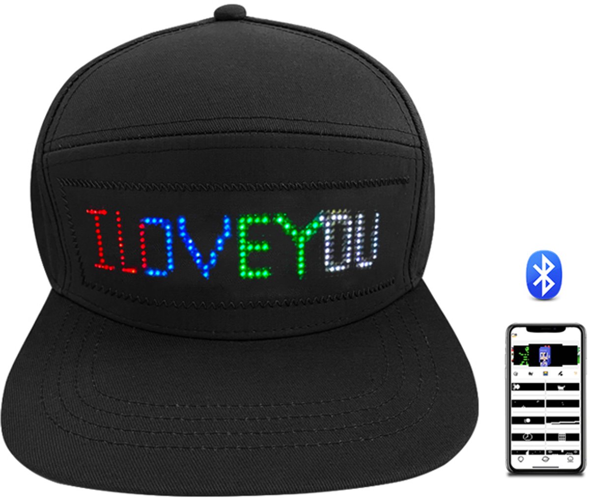 GYW LED Pet M1248 - Pet - Zwart - Animaties, Teksten, Foto's & GIF's - Bluetooth Verbinding - Personaliseerbaar Display