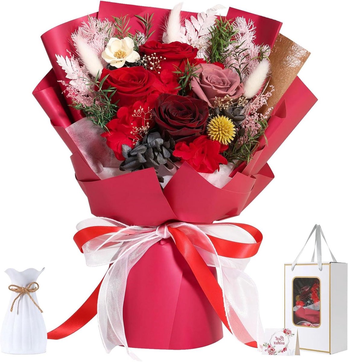 Gepreserveerde Rozen - Eeuwige Bloemen - Decoratie en Cadeau - Echt en Geconserveerd - 3-5 Jaar Houdbaar - Rood