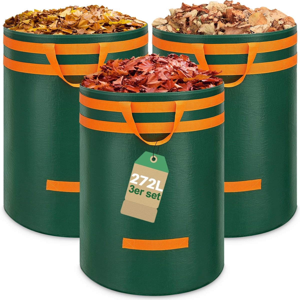 Omgoods - Set van 3 Grote Tuinafvalzakken met Handvatten