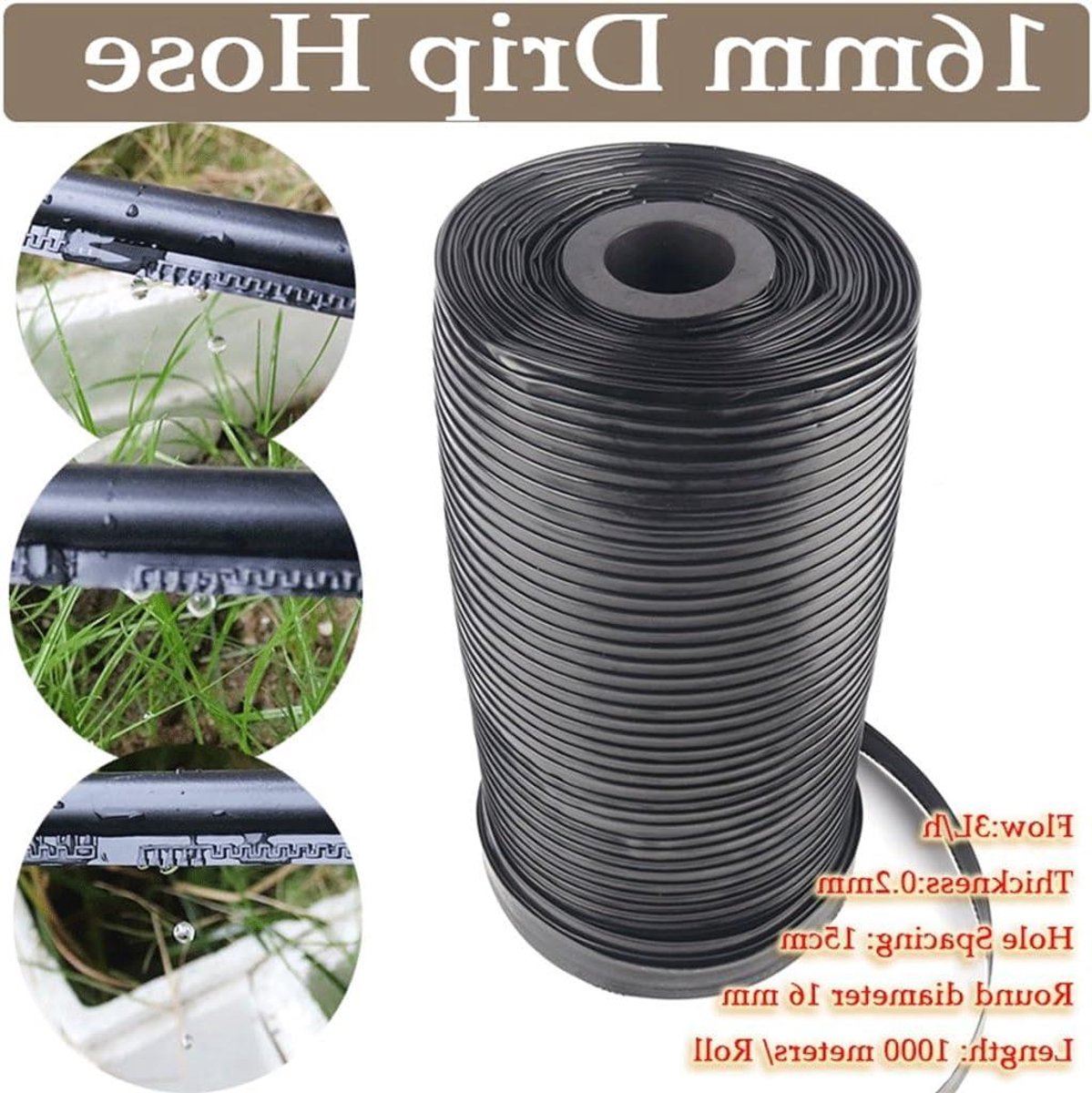 Druppelslang - Irrigatieslang Drip Tape - Planten Water Geven - Platte Labyrint - 200 meter - Groen