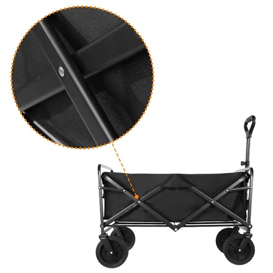 Bolderkar Opvouwbaar - Compacte Transportkar 73x49x36 cm - 150 kg Draagvermogen - Stevige Terreinwielen voor Gras, Zand en Bestrating - Inklapbare Handkar voor Camping, Strand en Tuin - Zwart van Bolderkar Opvouwbaar — afbeelding 4