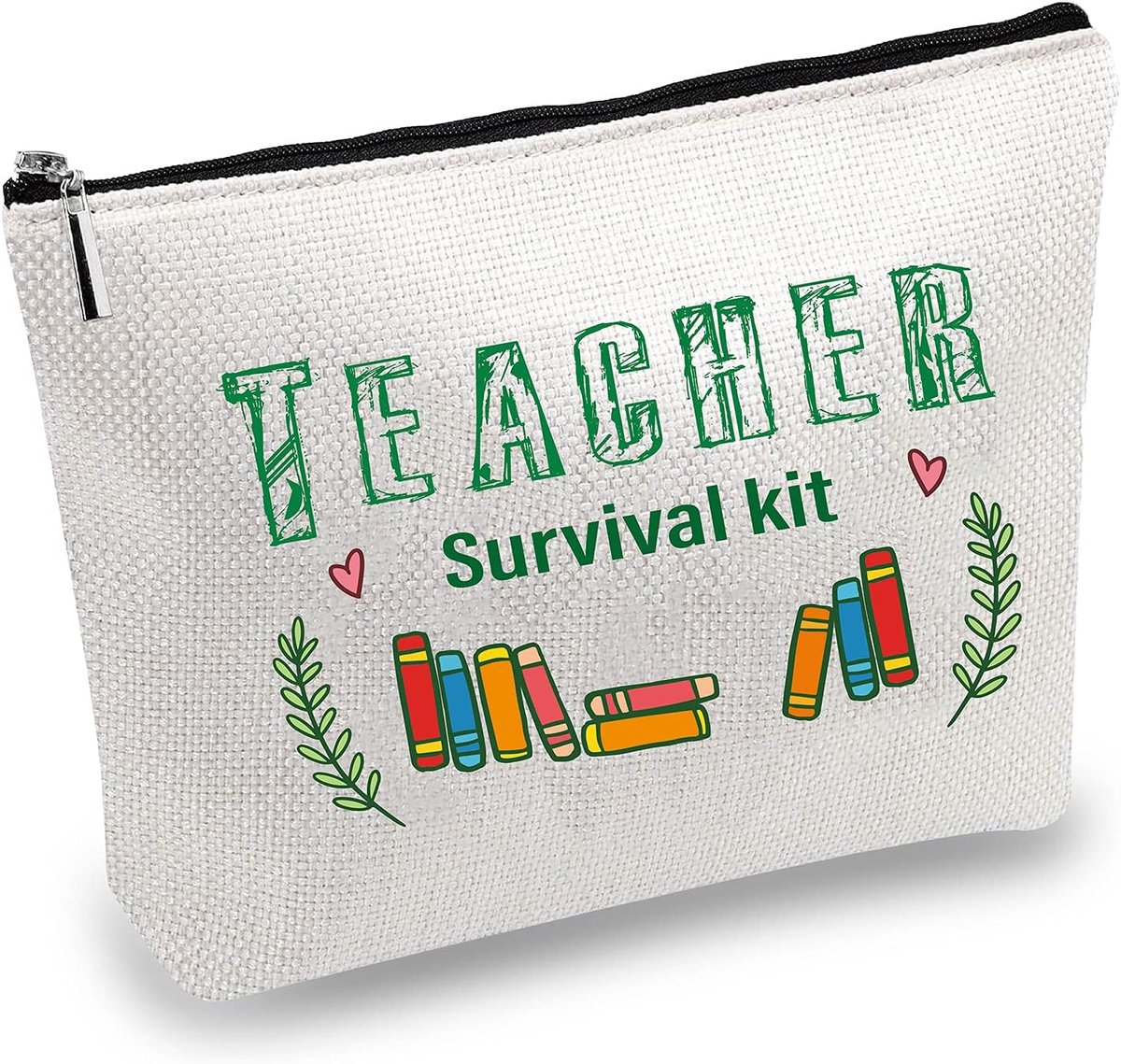Canvas Make-up Tassen Cosmetische Multifunctionele Pen Etui Toilettas Grappige Reistas met Rits Schoolbenodigdheden Geschenken Leraar Survival Kit voor Vakantie Reizen Ambachtelijke
