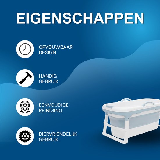 Opvouwbaar Hondenbad Blauw - Inklapbare Huisdierbad Bak met opbergbox en Afvoerslang - Kunststof - voor het Wassen en Verzorgen van Huisdieren — afbeelding 3