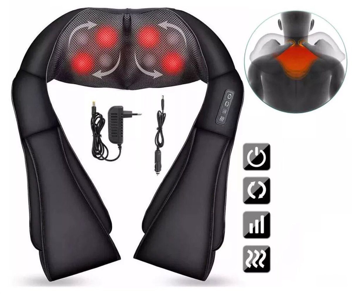 Nekmassageapparaat Met Warmtefunctie, Electric Massage, 3d-Kneedschouder Voor Thuis, Op Kantoor En in De Auto